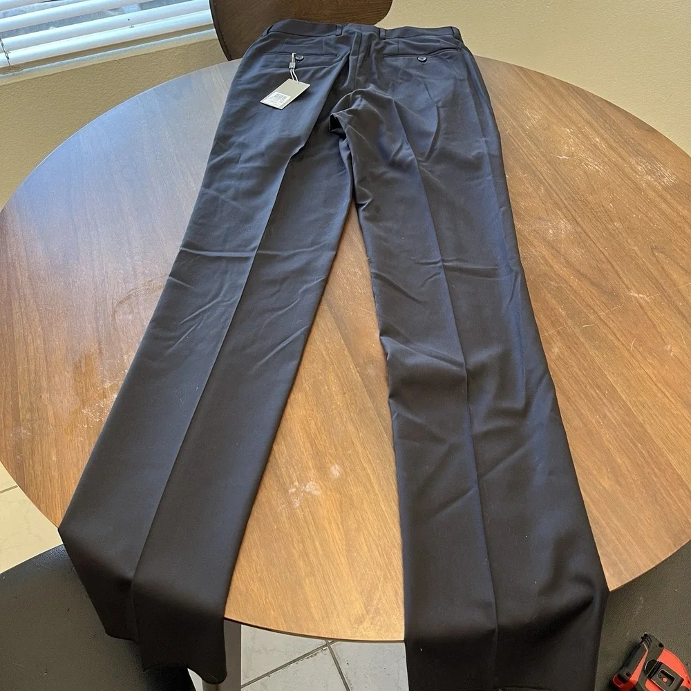 Santorelli Luxury Serge Dress Pants Men's 32 Black Straight Leg Formal NWT